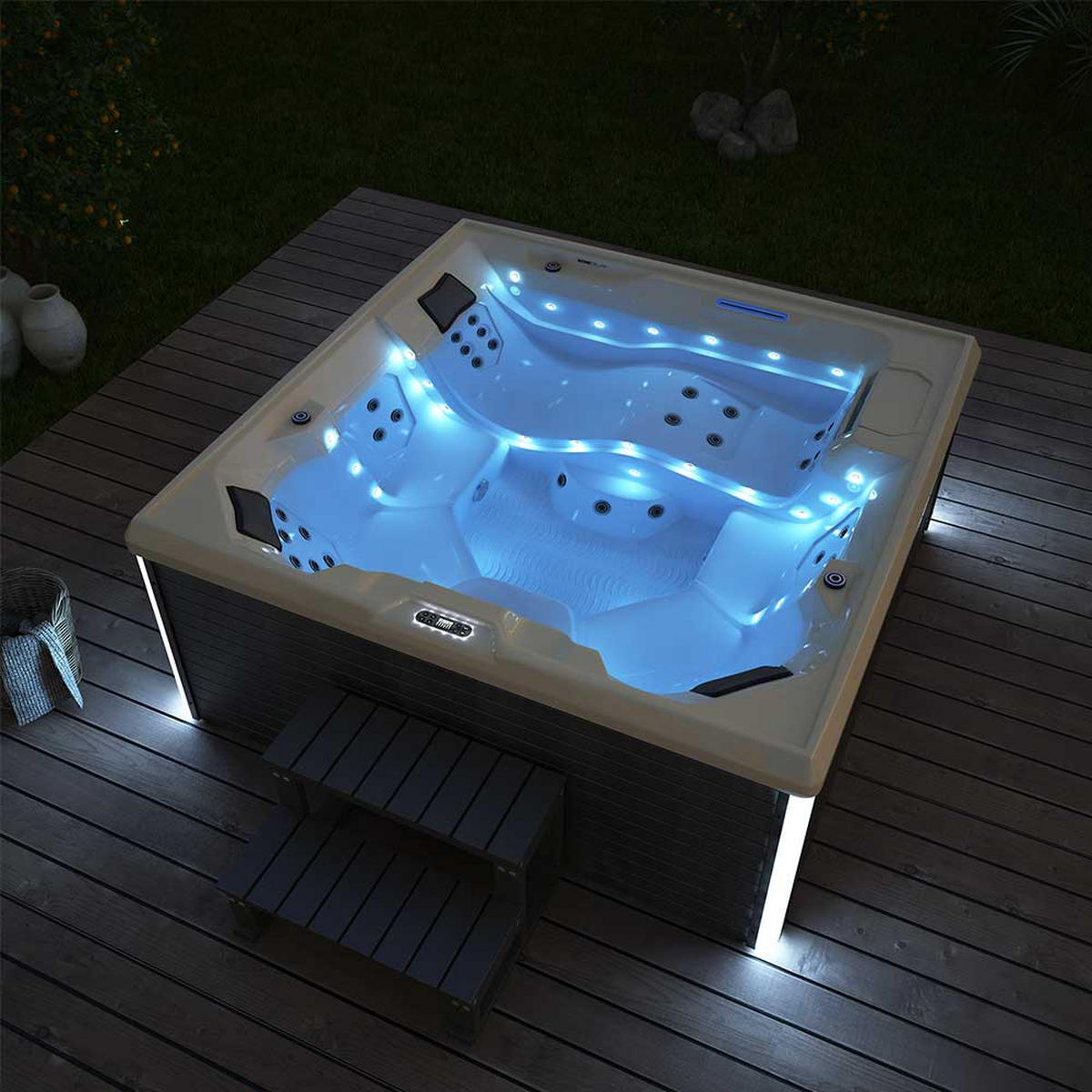 OUTDOOR WHIRLPOOL STREAM BIG PURE - 207 x 207 cm, Pure - Anthrazit, Kunststoff (207.5/88/207.5cm) - Home Deluxe