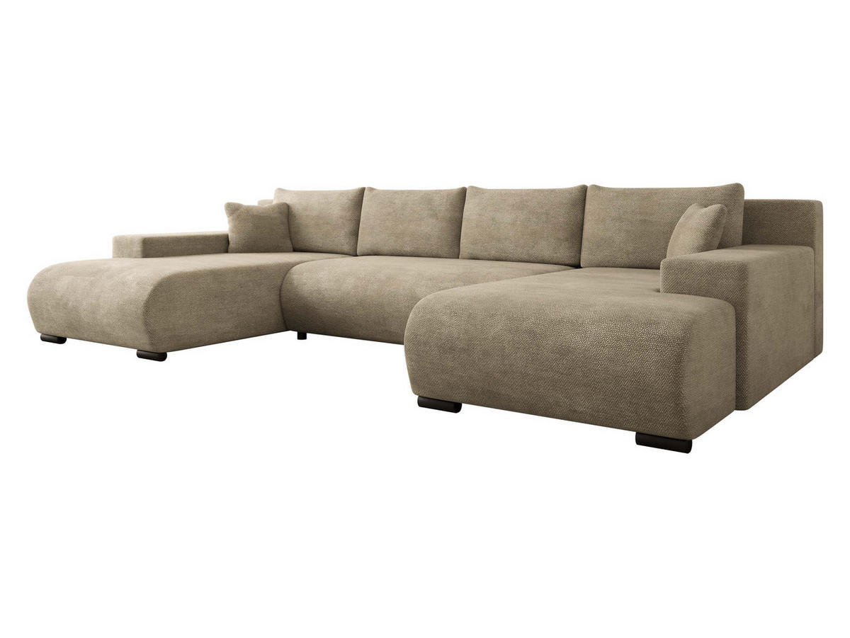 WOHNLANDSCHAFT Nojan U - Schwarz/Cappuccino, Holz/Kunststoff (351/80/191cm) - MIRJAN24