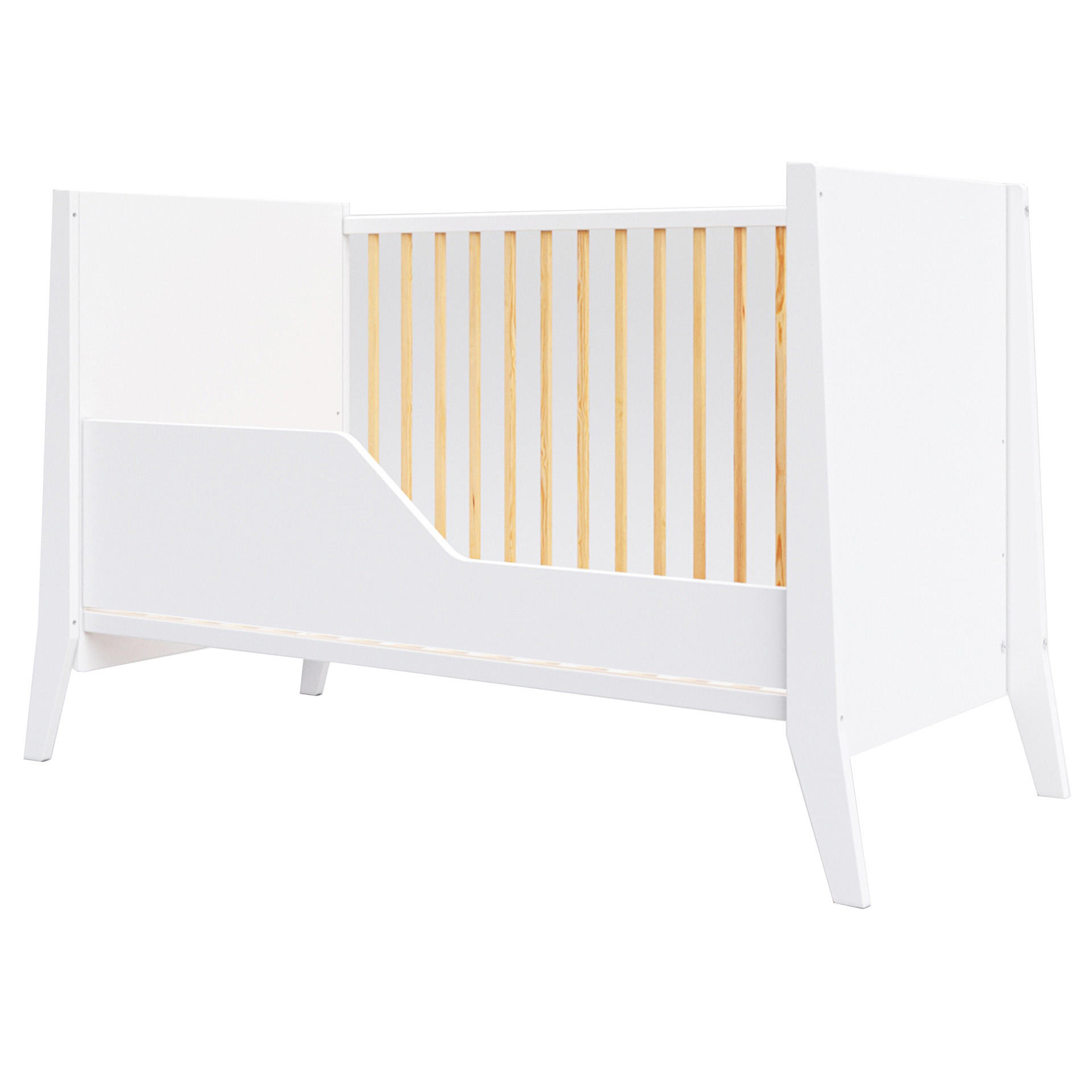 BABYBETT Zoe, Mitwachsendes, Weiß und Kiefer - Kieferfarben, Holz (60/120cm) - Premiers Moments
