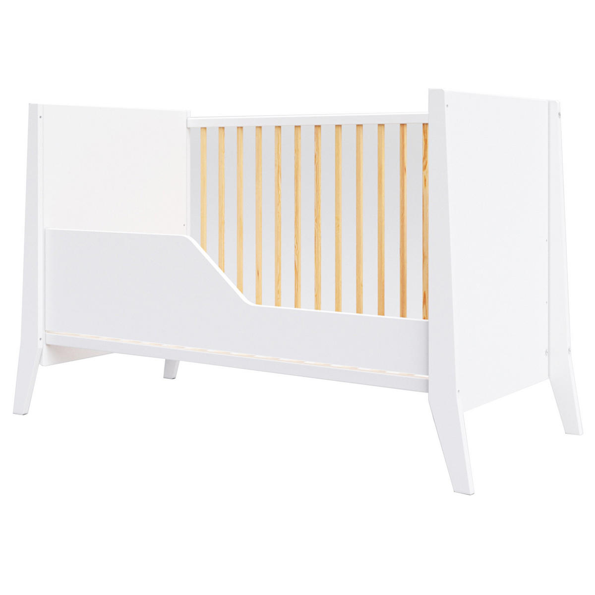 BABYBETT Zoe, Mitwachsendes, Weiß und Kiefer - Kieferfarben, Holz (60/120cm) - Premiers Moments