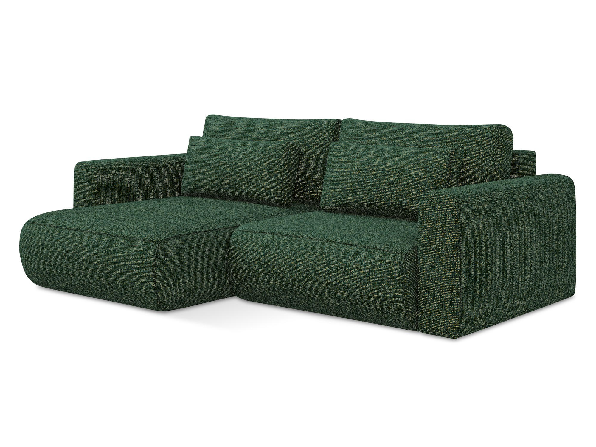 ECKSOFA mit Schlaffunktion Strukturstoff Stoff Grün - Schwarz/Grün, Kunststoff/Textil (149/240cm) - Makamii