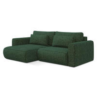 ECKSOFA mit Schlaffunktion Strukturstoff Stoff Grün - Schwarz/Grün, Kunststoff/Textil (149/240cm) - Makamii