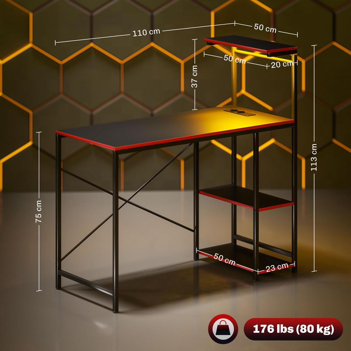 BÜROTISCH Schwarz 1 Stück - Schwarz, Holzwerkstoff (50/113/110cm) - GiPP