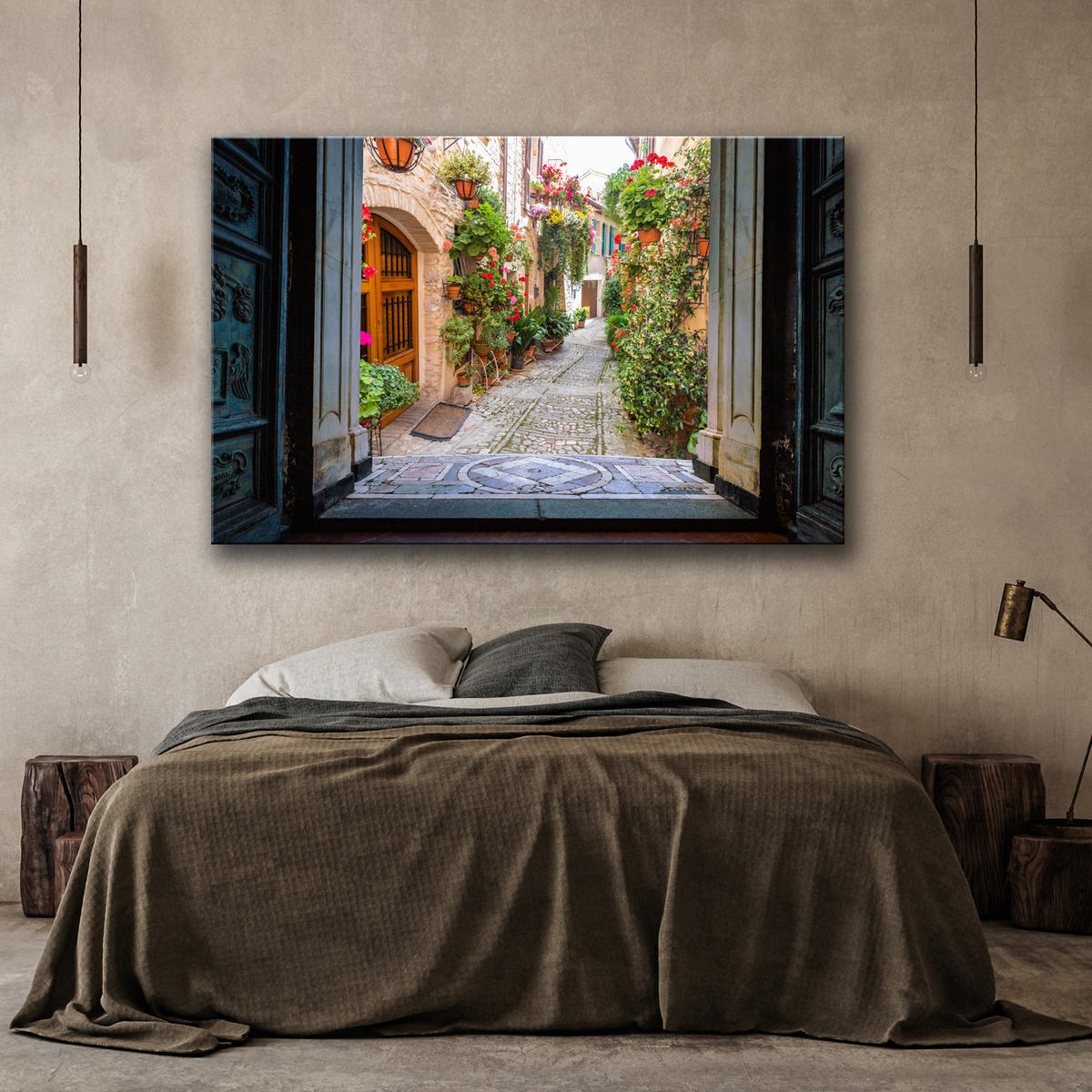 WANDBILD blick auf eine italienische straße - Beige, Textil (60/40cm) - Feeby