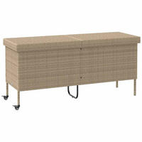 GARTENTRUHE Mit Rollen Beige 160/55/75 Cm Poly Rattan - Beige, Kunststoff (160/75/55cm) - vidaXL