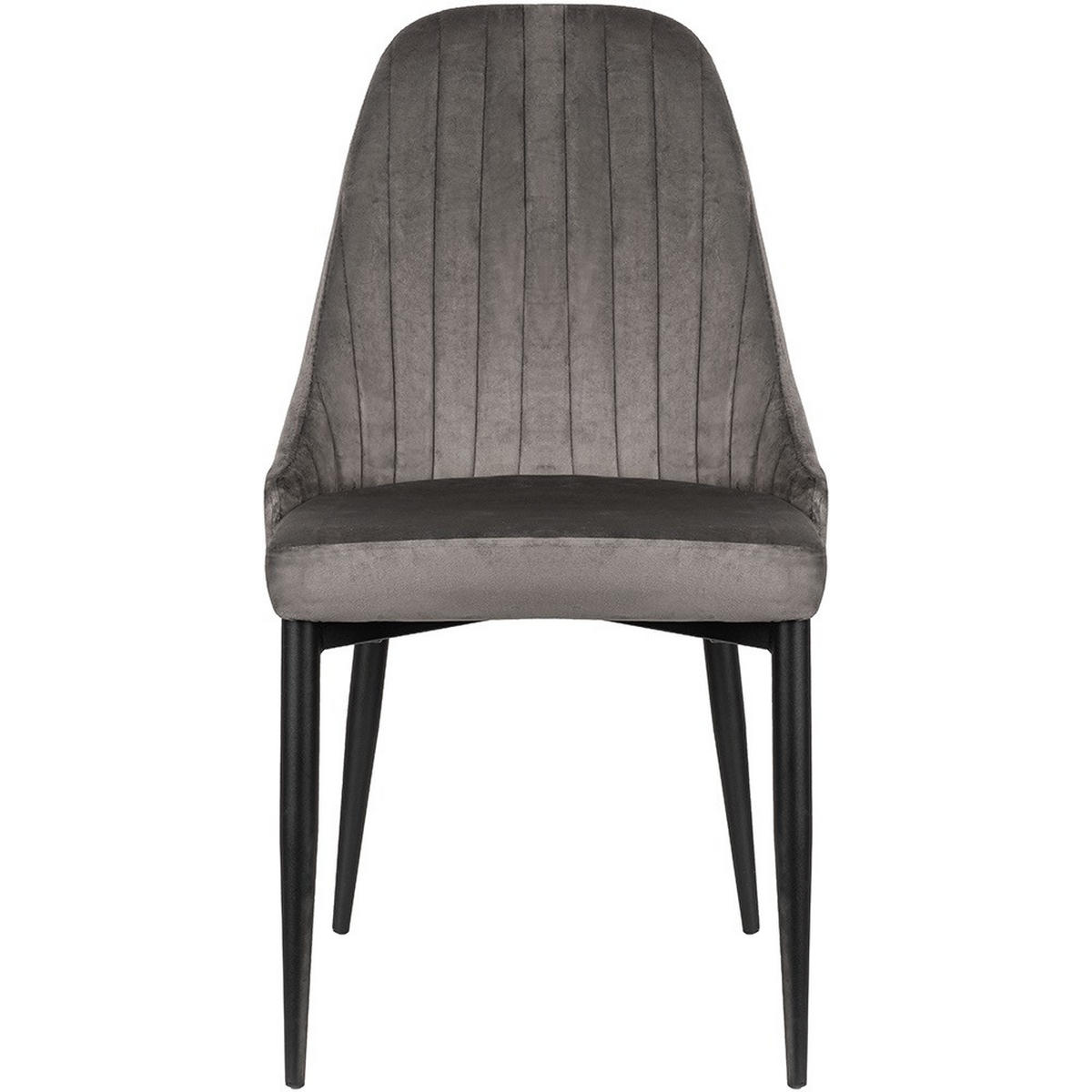 ESSZIMMERSTUHL Tila – 2er Set aus Samt, Grau, mit Metallgestell - Dunkelgrau/Schwarz, Textil/Metall (47/94/46cm) - Jana