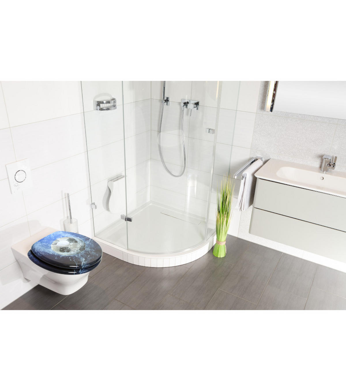 WC-SITZ mit Absenkautomatik & Top Fix Soccer - Blau, Holzwerkstoff (37.7/5.5/48cm) - Sanilo