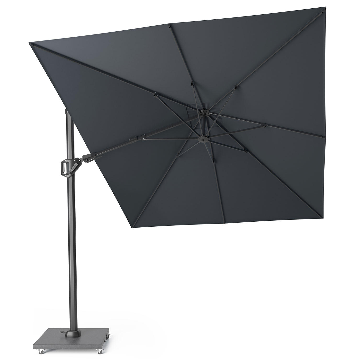 AMPELSCHIRM rechteckig 3.5 x 2.6 m Challenger T² Basic 360° kippbar anthrazit/anthrazit - Anthrazit, Metall (260/350cm) - Platinum