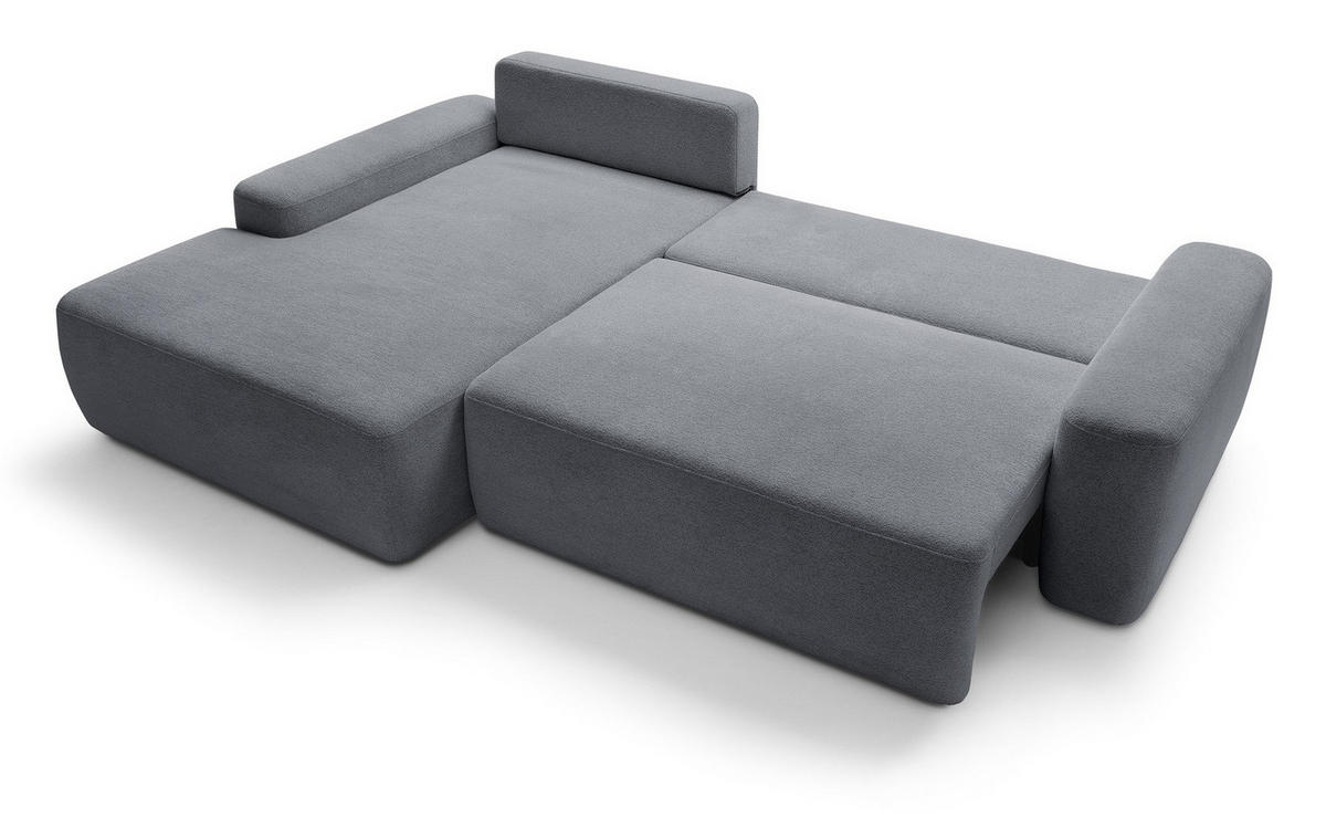 ECKCOUCH mit Schlaffunktion Orea M, 265 cm, Bettkasten, Links, Dunkelgrau - Dunkelgrau, Holz (264/162cm) - Emporius