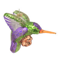 CHRISTBAUMSCHMUCK Kolibri mit Blume Violett 9cm (Glas / 1 Stk.) - Violett, Glas (8/9/5cm) - Krebs Glas Lauscha