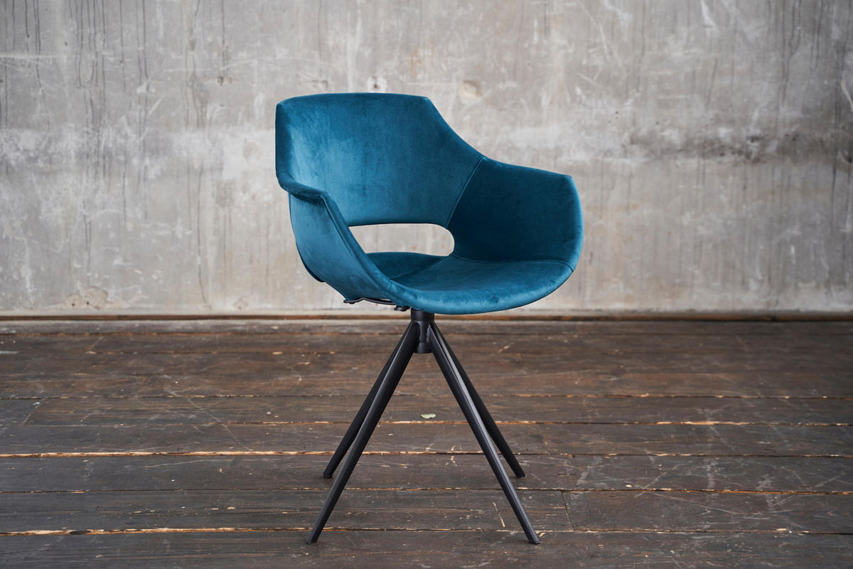 DREHSTUHL ZAJA Petrol Velvet - Petrol, Textil (57/85/59cm) - KAWOLA