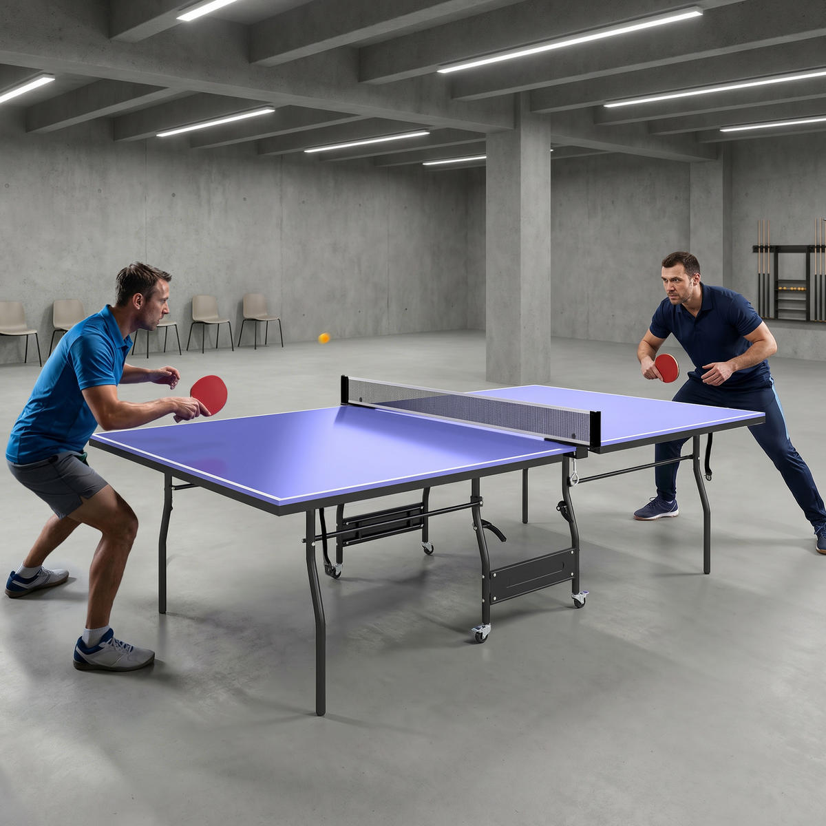 TISCHTENNISPLATTE MDF Stahl Blau - Blau, Holzwerkstoff (274/152.5/76cm) - SPORTNOW