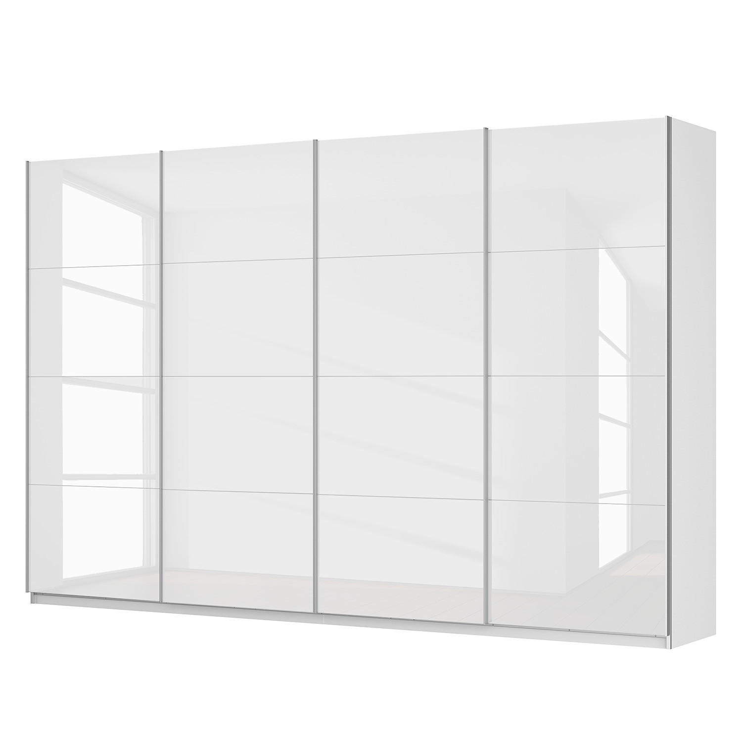 SCHWEBETÜRENSCHRANK - Weiß Hochglanz/Weiß, Holzwerkstoff (360/236/68cm) - home24
