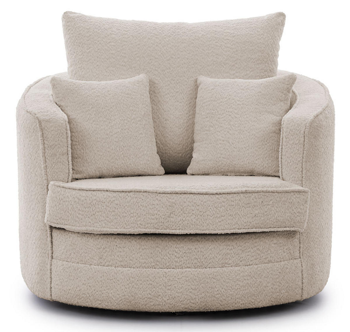 DREHSESSEL Ted aus Beige Boucle-Stoff - Beige/Schwarz, Holz/Textil (107/94/100cm) - S-Style Möbel