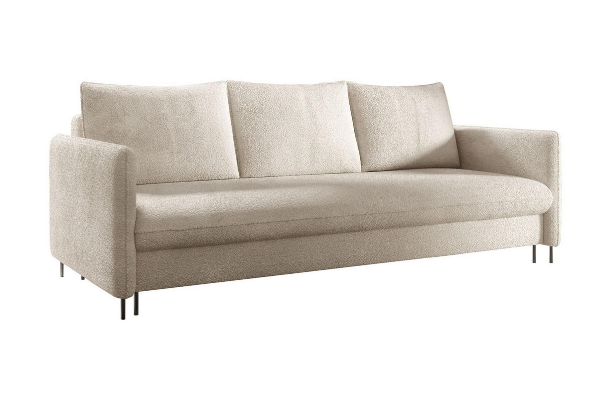 SCHLAFSOFA Belis Boucle in Beige - Beige, Holzwerkstoff/Textil (216/95/91cm) - Bettso