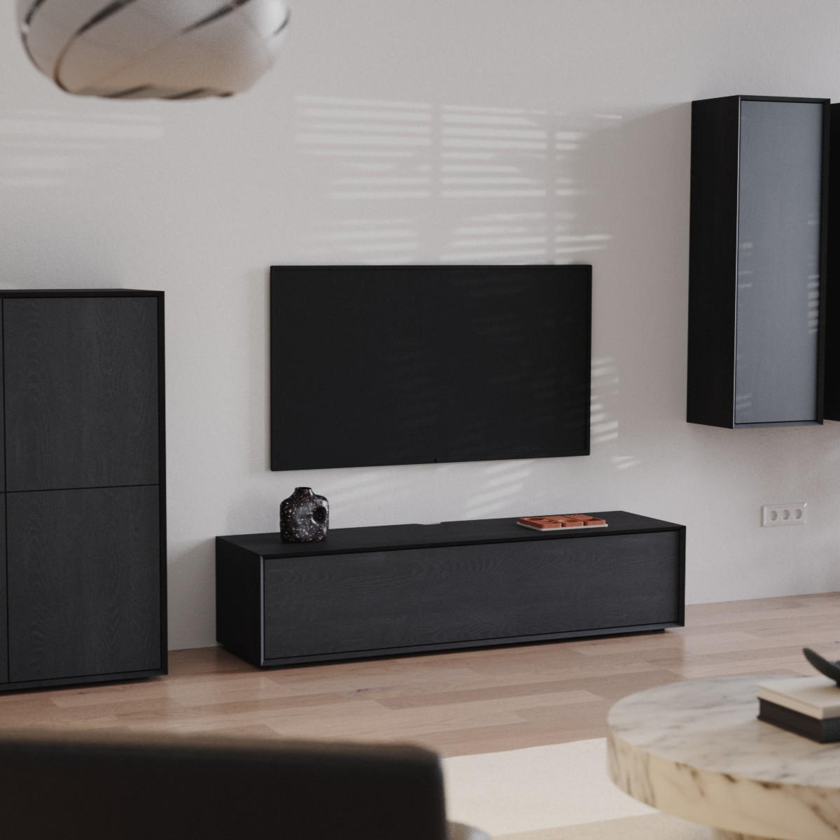 LOWBOARD mit 1 Klappe 43/160/36 cm - Eichefarben, Holzwerkstoff (43/36/160cm) - Calicosy