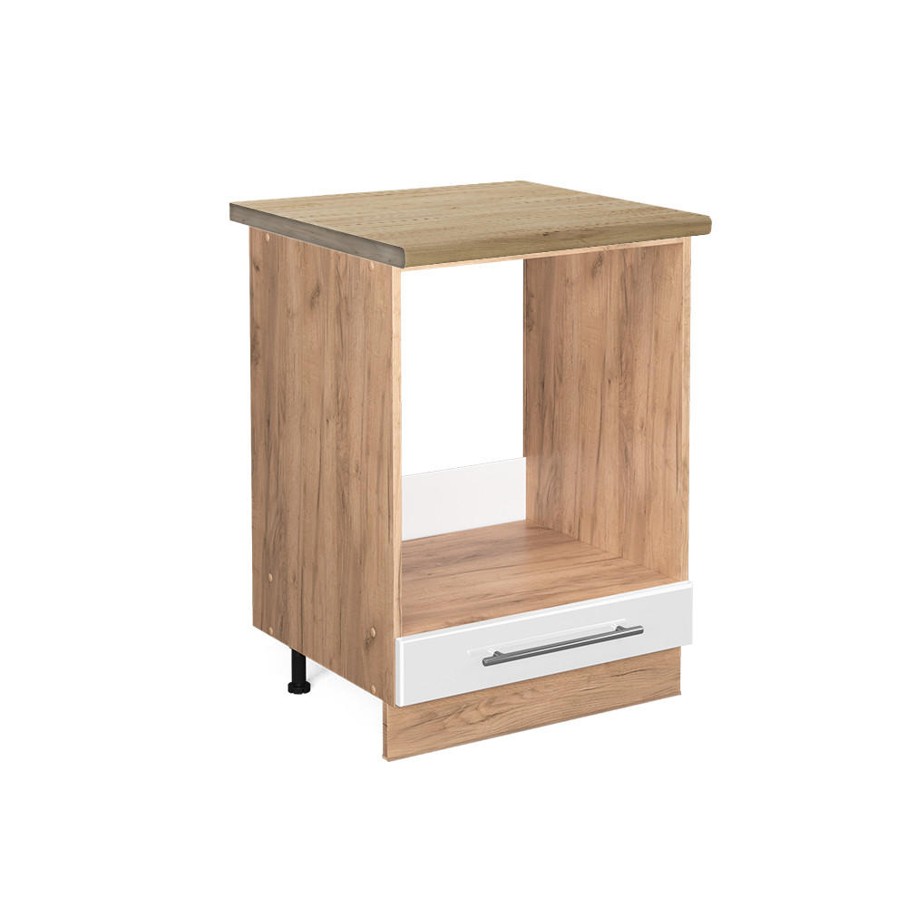 HERDUMBAUSCHRANK Fame-Line Weiß Hochglanz 60 cm, AP Eiche - Weiß Hochglanz/Eiche Wotan, Holzwerkstoff (60/82/60cm) - Vicco
