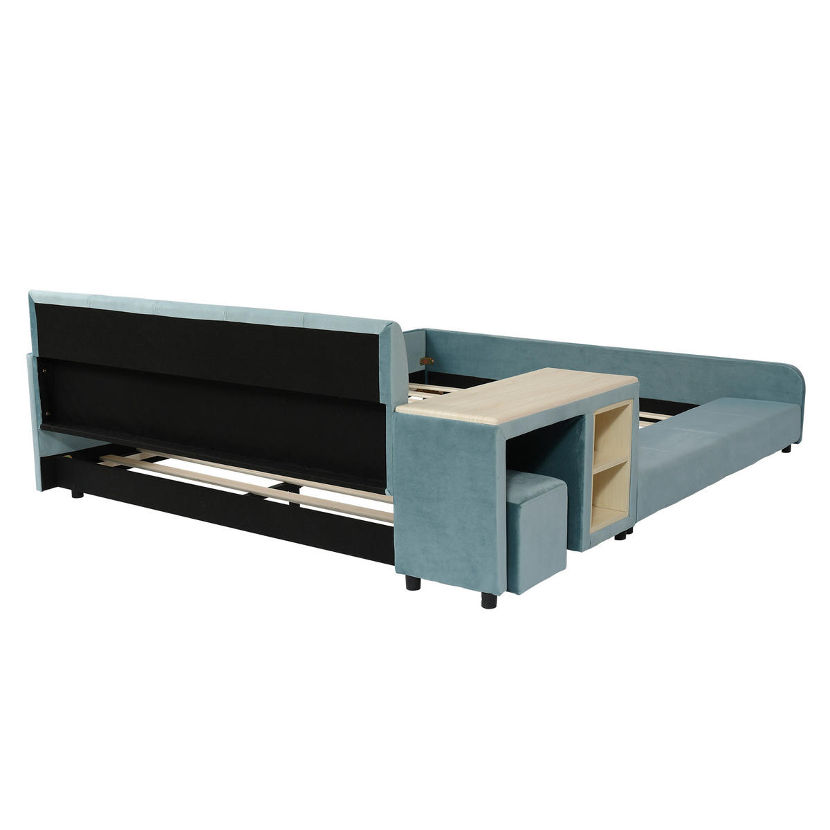 KINDERBETT 140/200 cm DE-02193, in Blau, mit Schreibtisch und Hocker - Blau, Holzwerkstoff (140/200cm) - ComfortXL