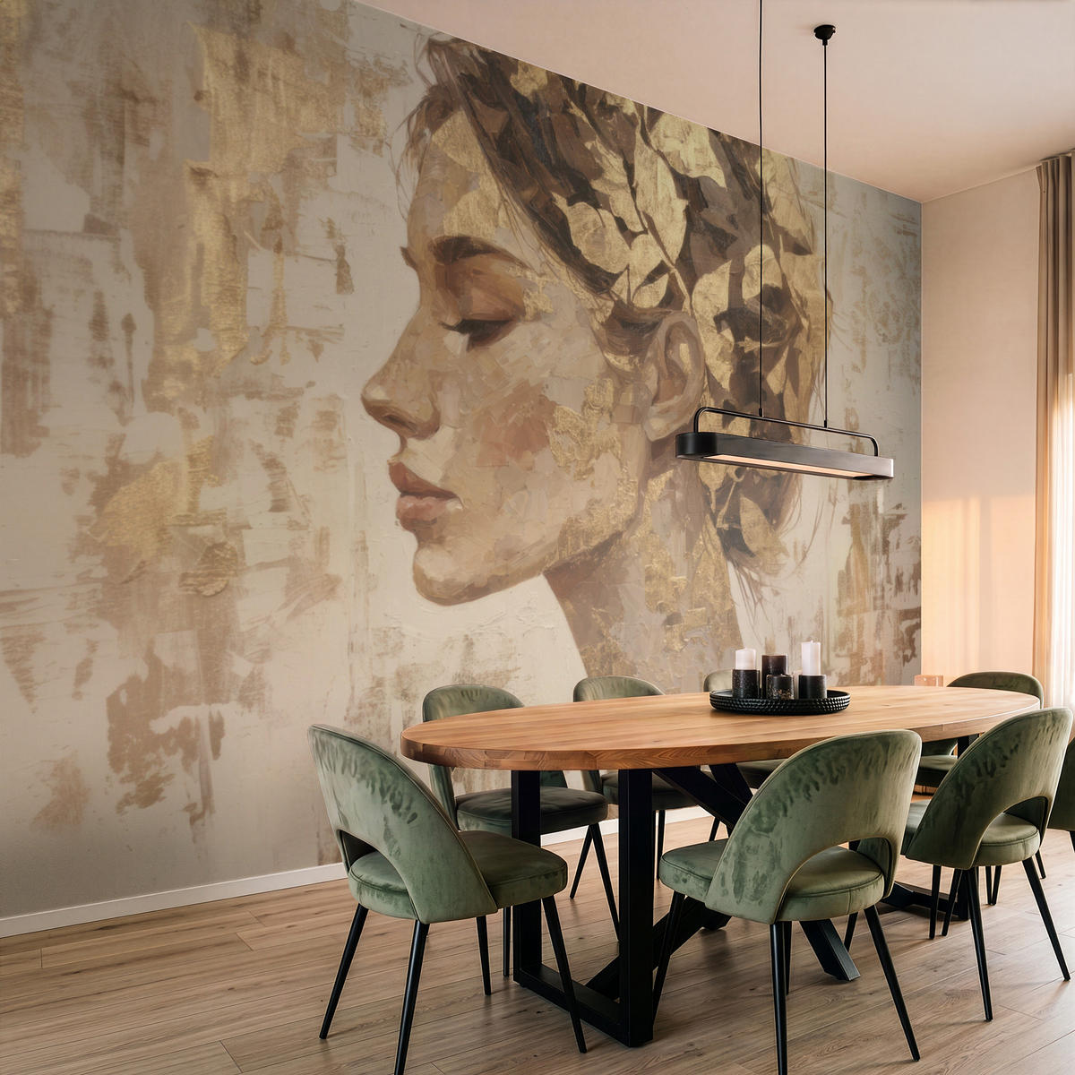 TAPETE - Frau - Gold - Abstrakt - Textur - 450x280 cm - Goldfarben, Papier (450/280cm) - OnlyWow