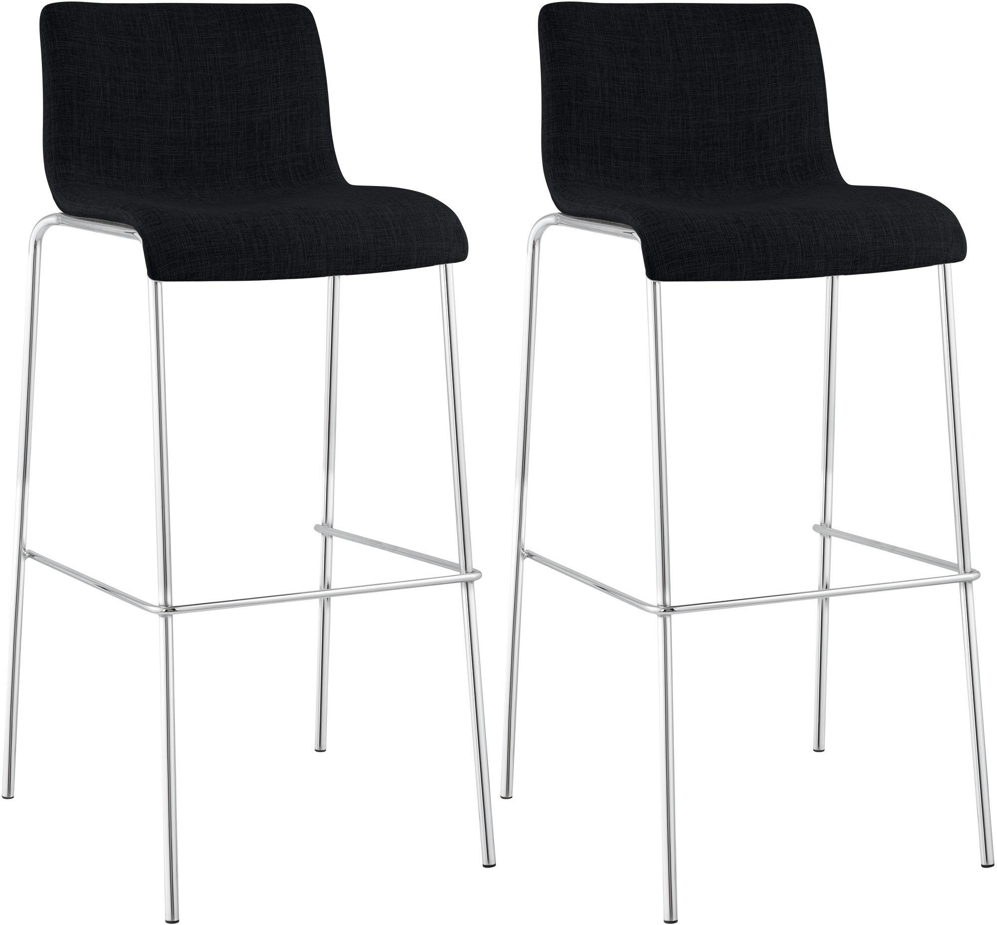 BARHOCKER 2 Stoff Schwarz - Chromfarben/Schwarz, Textil/Metall (43/100/48cm) - CLP