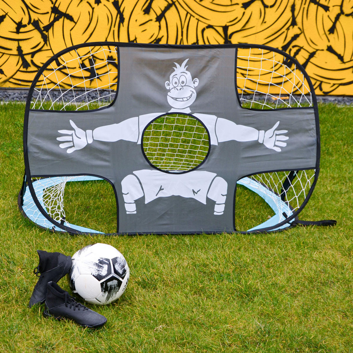 FUSSBALLTOR mit Torwand für Kinder 125/80 cm - Schwarz, Kunststoff (80/125cm) - Littletom