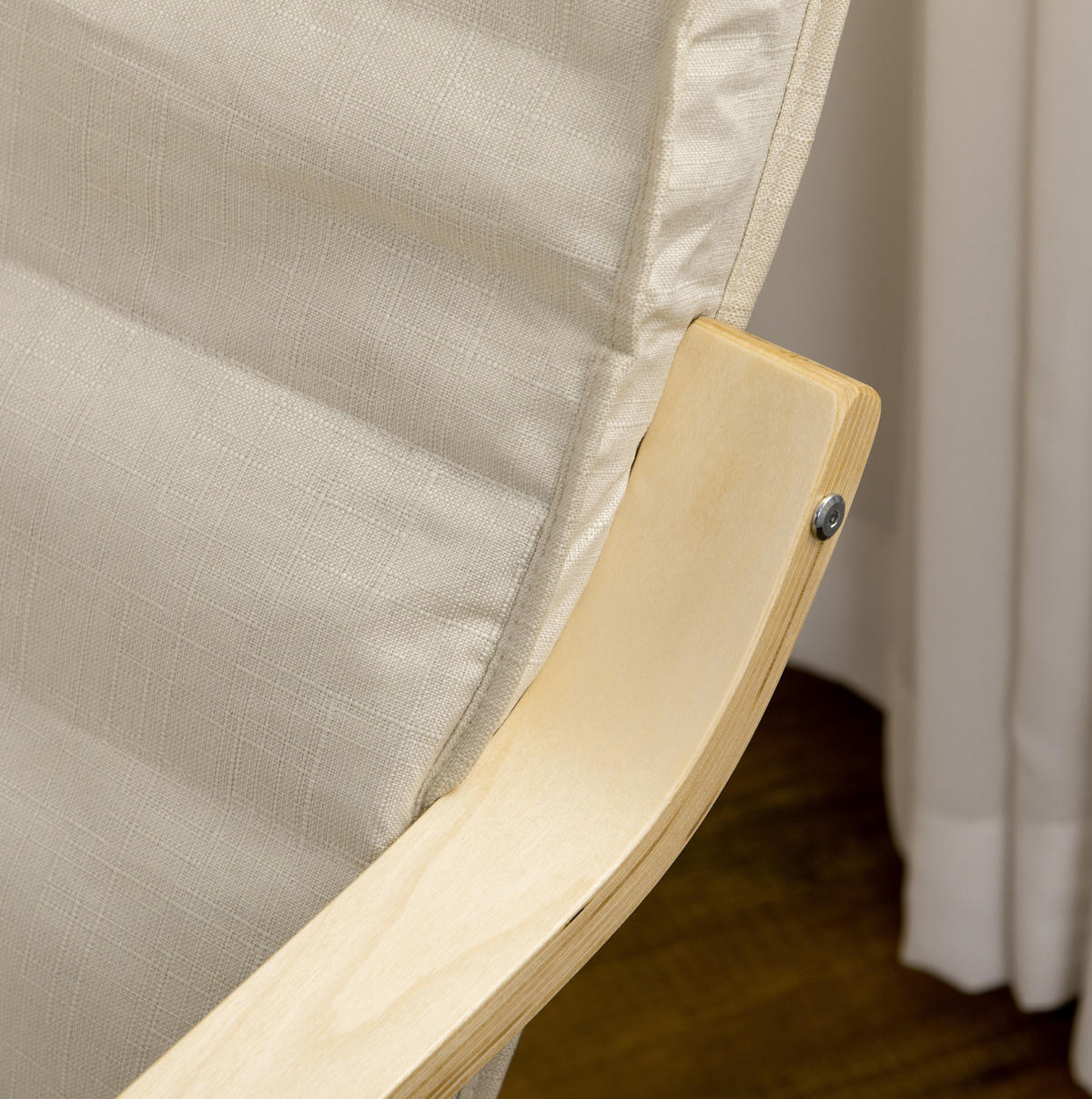 RELAXAČNÍ křeslo 66,5/94/100 cm krémově bílé z březového dřeva a polyesteru s nastavitelnou podnožkou - béžová, textil (94/100/66.5cm) - OKWISH