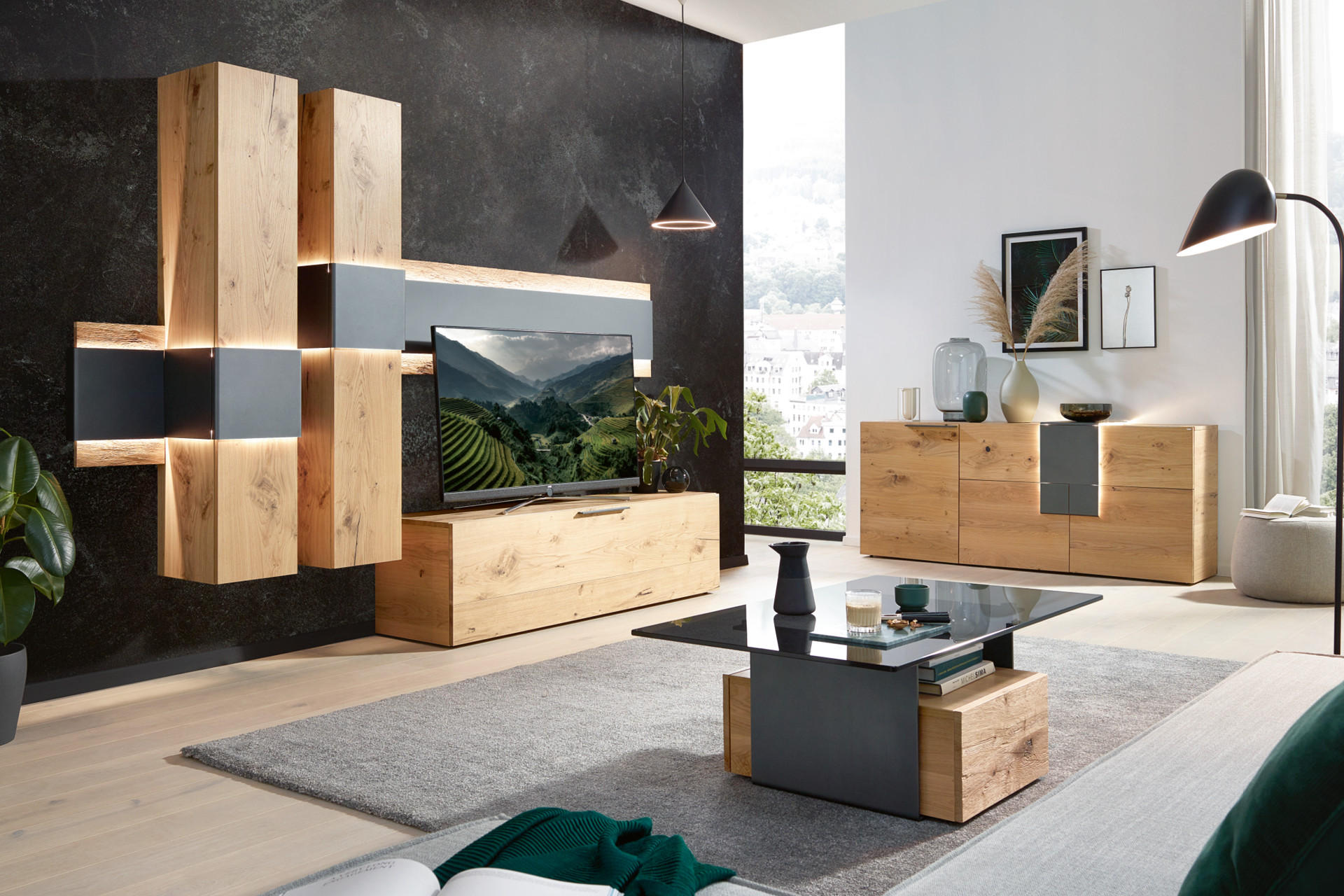 Modernes Wohnzimmer aus Vollholz