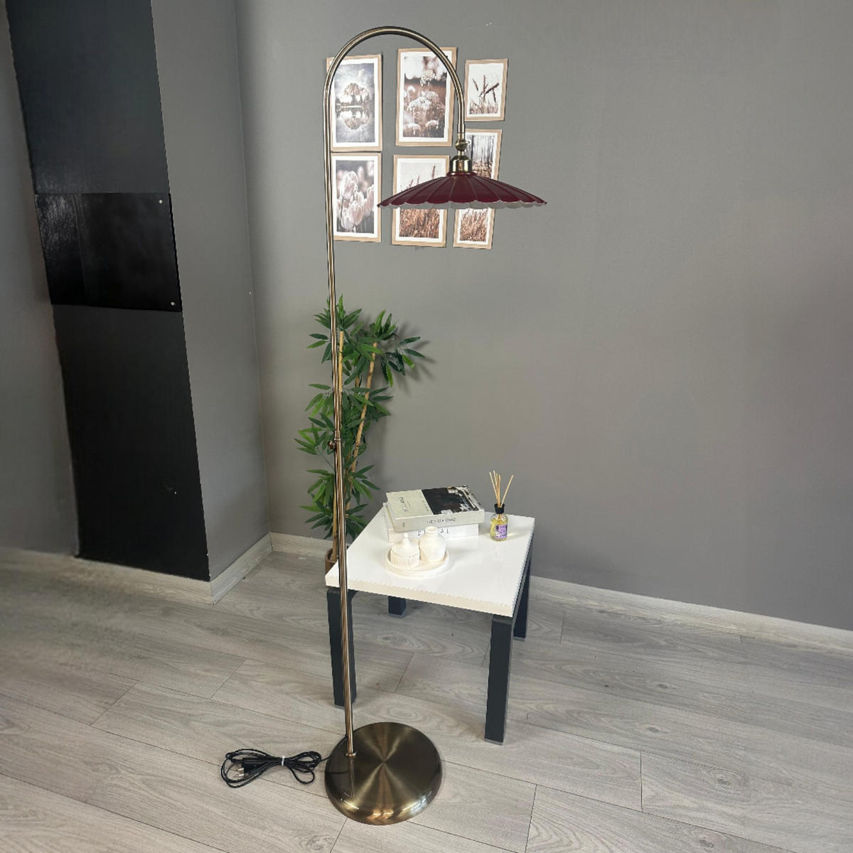 STEHLAMPE Axelor 170 Cm - Bordeaux, Metall (30/30/170cm) - Bamyum