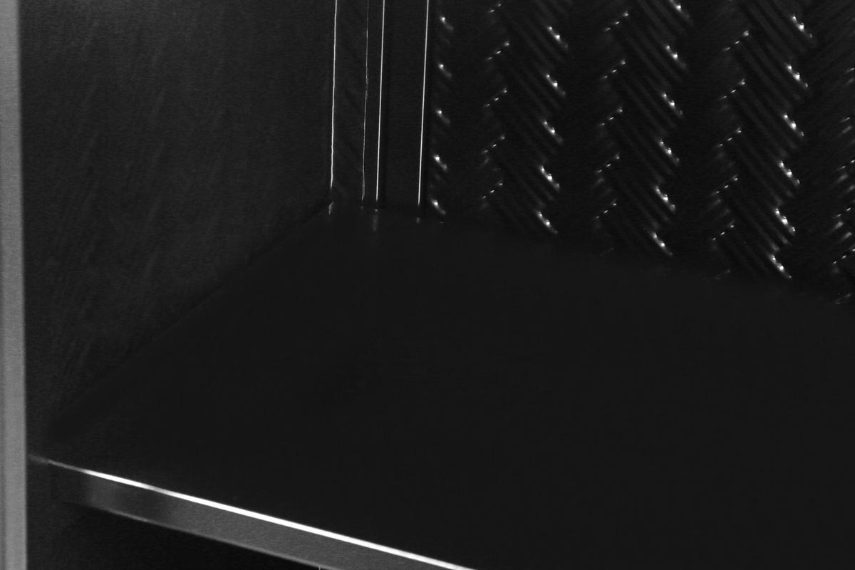 KÜCHENOBERSCHRANK 70x23x60 cm Schwarz aus Metall & Glas mit gewebtem Design & 3 Ablagen - Schwarz, Glas (70/60/23cm) - Modfu