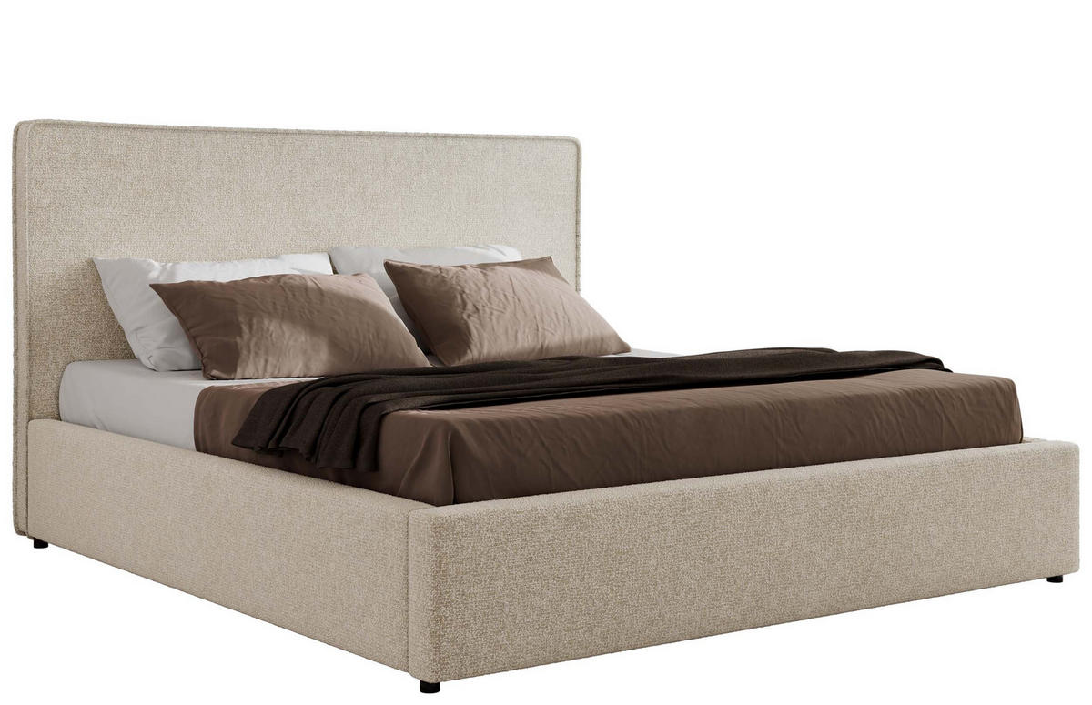 POLSTERBETT CORIVO CLASSIC 180/200 - Creme Strukture - Schaum-Matratze - Creme, Textil (180/200cm) - MKS