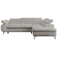 ECKSOFA PETER L Hellgrau Cord - Rechts Seite - Hellgrau/Schwarz, Textil/Metall (273/208cm) - MKS