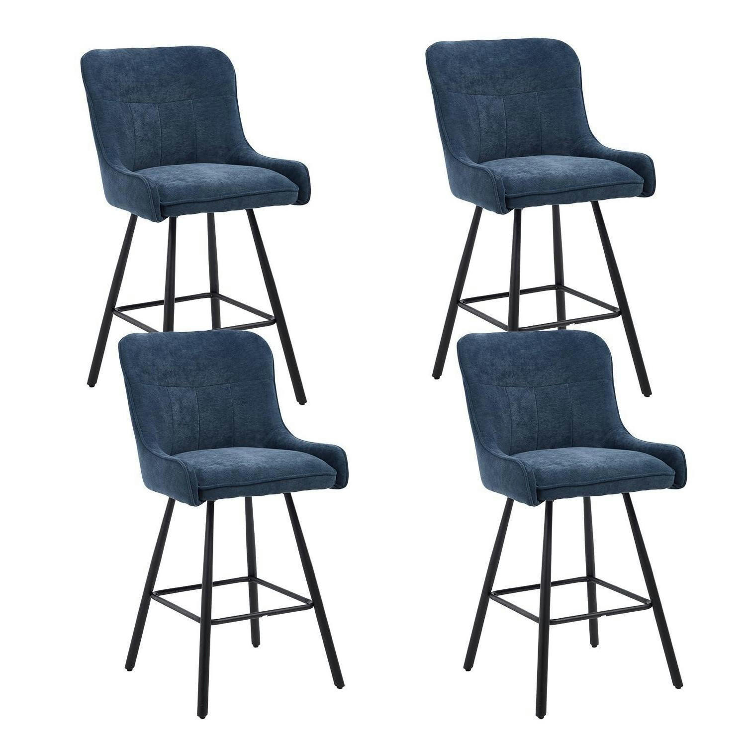 BARHOCKER 4er Set Chenille Blau - Blau, Textil (50/97/48cm)
