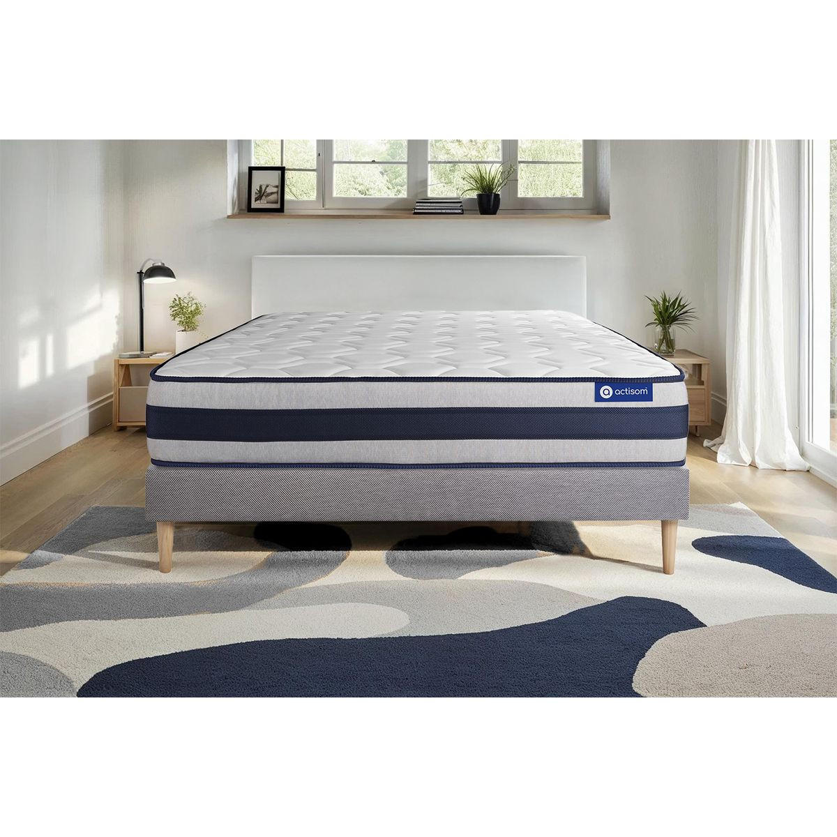 BETT Actimemo ergo Memory-Schaum 135 x 200 cm h3 - Kit Bettgestell Grau - Beige/Grau, Karton/Holz (135/200cm) - ACTISOM