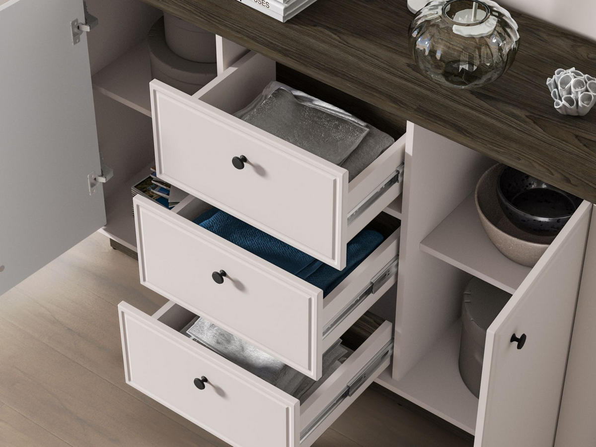 SIDEBOARD Vilavio Kaschmir/Eicheoptik Dunkel 138 cm - Taupe/Dunkelbraun, Holzwerkstoff/Metall (138/85/40cm) - Selsey