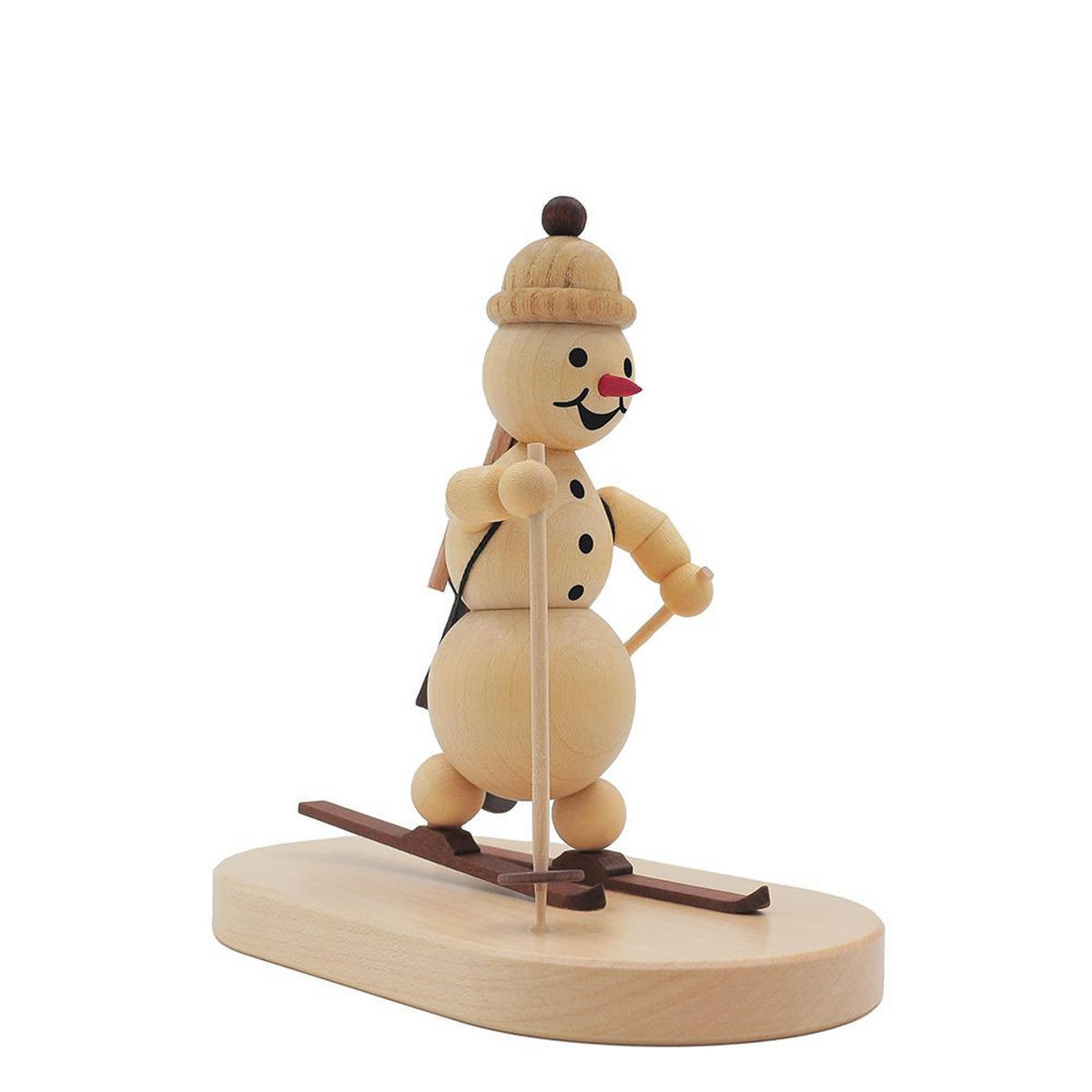 HOLZFIGUR Schneemann laufender Biathlet auf Sockel 12 cm - Multicolor, Holz (13/12/0.1cm)