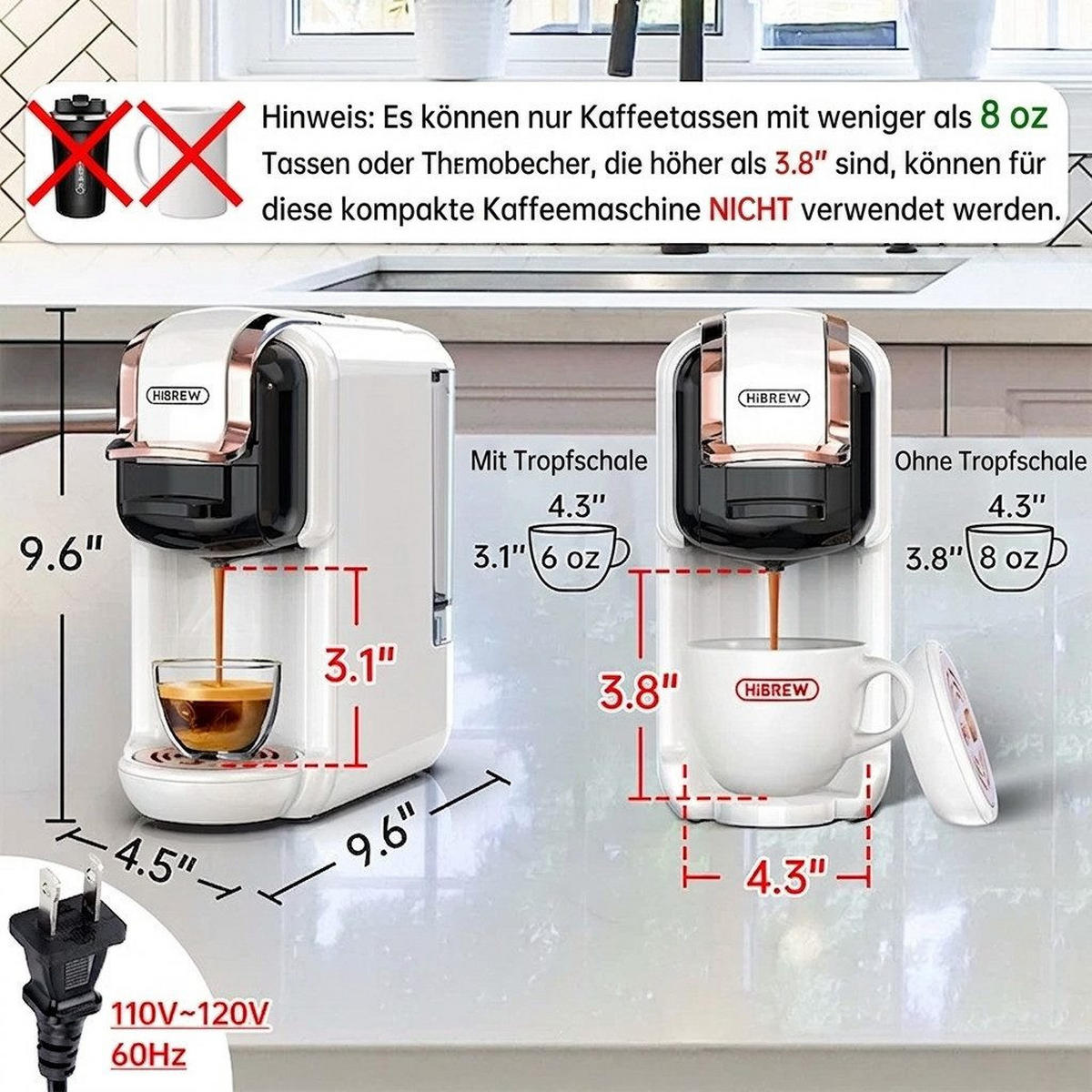 KAPSELMASCHINE 5-in-1 20 Bar für N-Kapseln/DG/K-Cup/Pads/Pulver - Weiß, Metall (11/24.5/24.5cm) - BEXEVUE