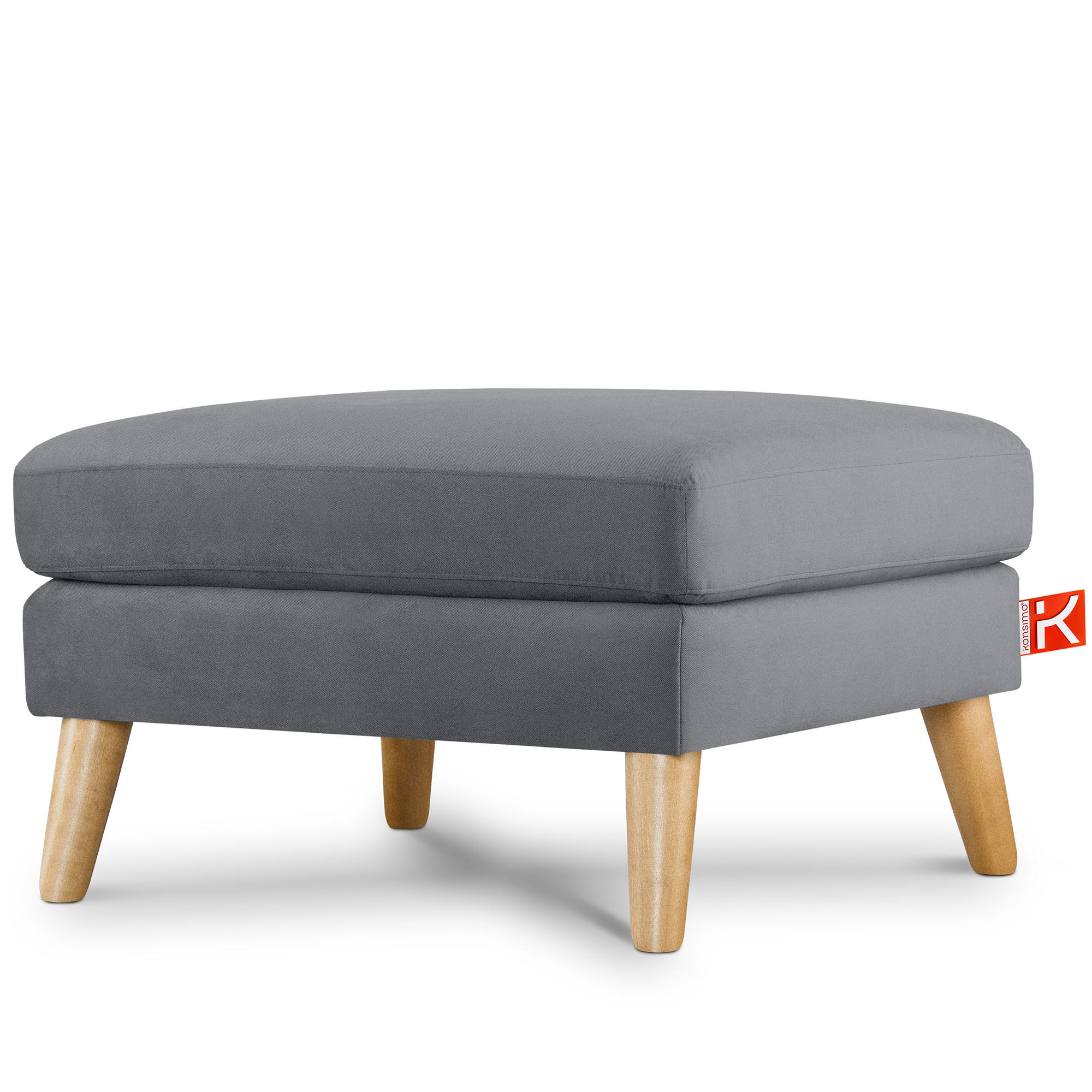 SITZHOCKER TAGIO Pouffe, grau - Braun/Grau, Buchenholz/Textil (65/46/80cm) - KONSIMO®