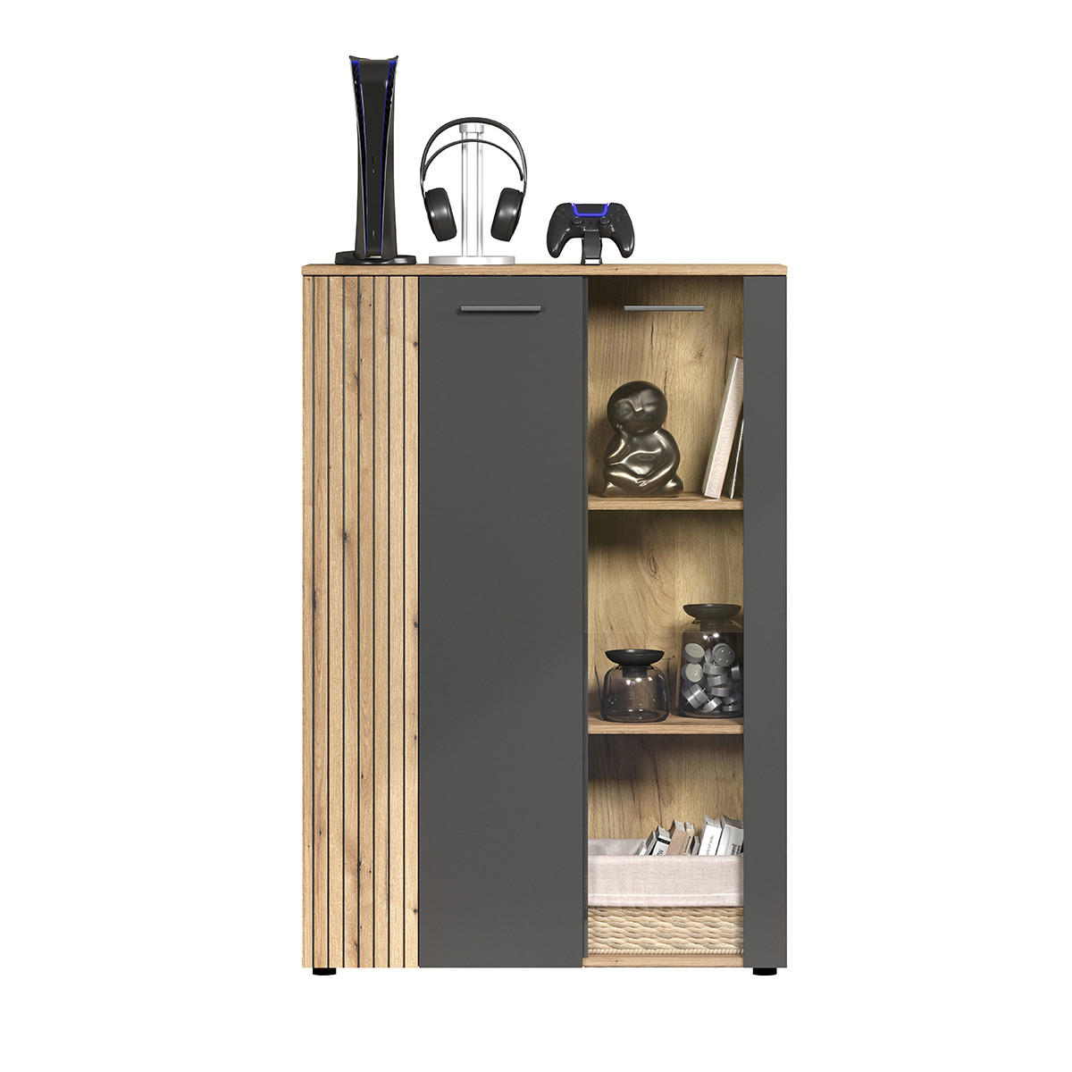 HIGHBOARD Esteban Anthrazit - Anthrazit, Holzwerkstoff (90/132/34cm) - Trendteam