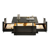 COUCHTISCH 70/70/35 cm Schwarz aus Holzwerkstoff mit LED-Beleuchtung und 2 Schubladen - Schwarz, Holzwerkstoff (70/70/35cm) - OKWISH