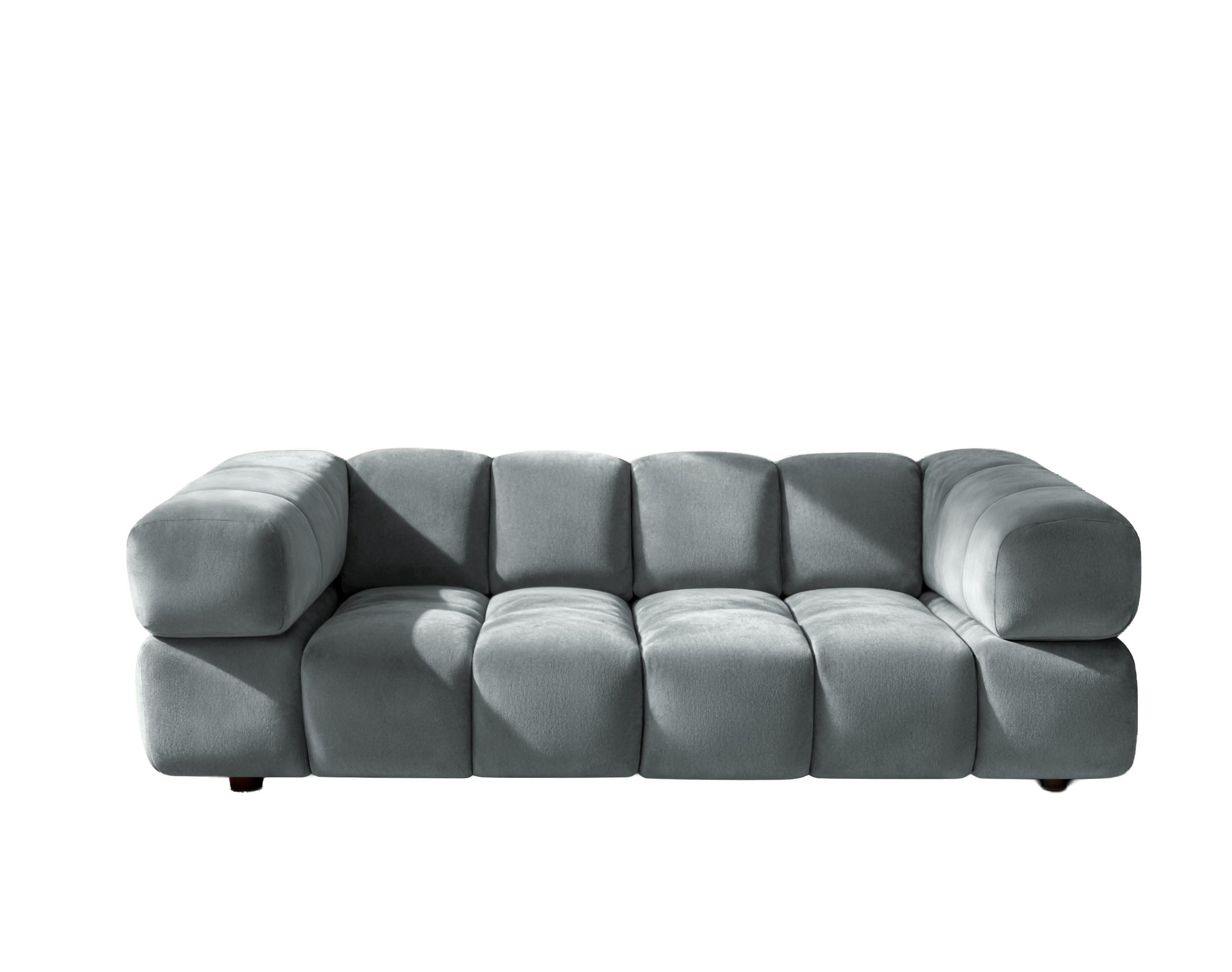 SOFA 3-Sitzer, Couch, Veloursstoff Bluvel, Blaugrau, Averro - Blaugrau, Holz (240/70/96cm) - Kaiser Möbel