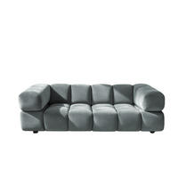 SOFA 3-Sitzer, Couch, Veloursstoff Bluvel, Blaugrau, Averro - Blaugrau, Holz (240/70/96cm) - Kaiser Möbel