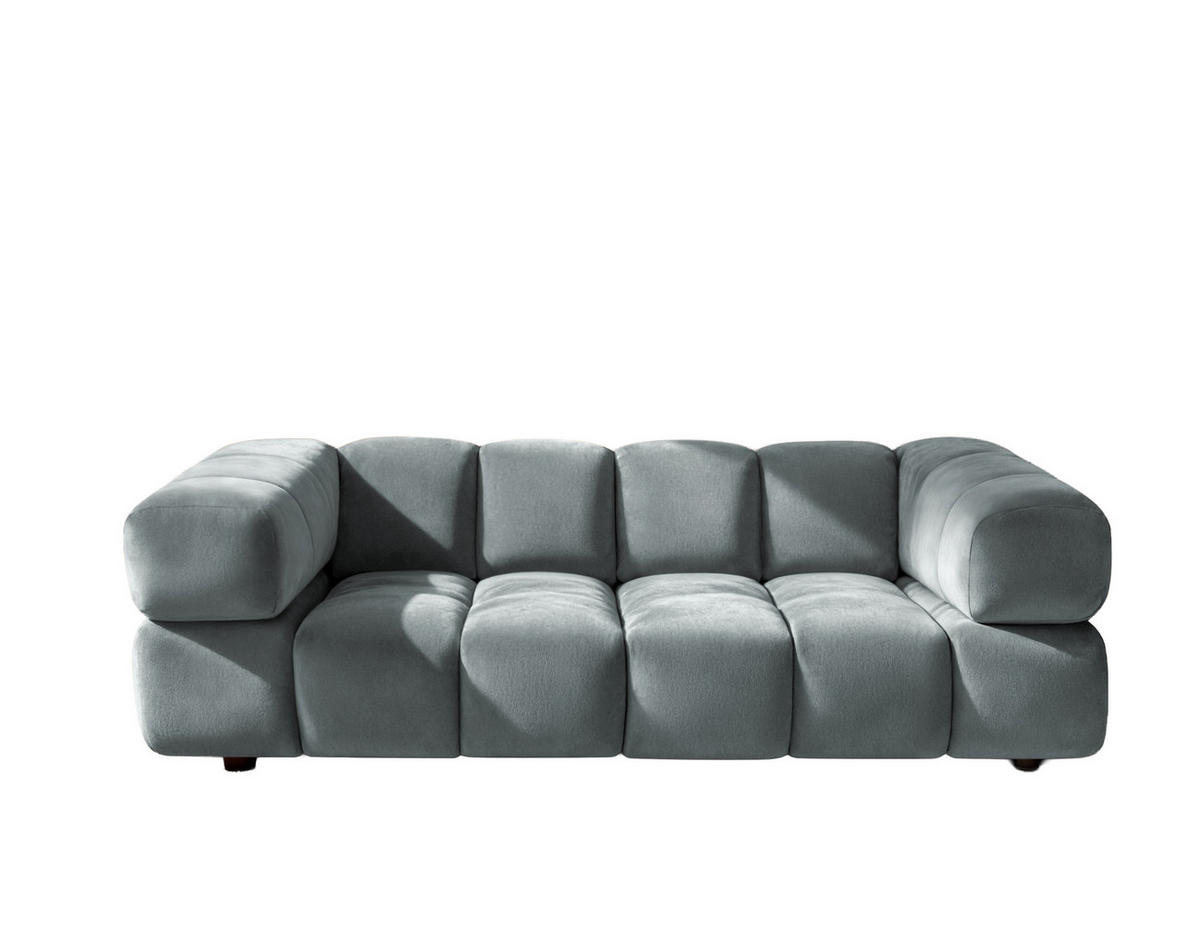 SOFA 3-Sitzer, Couch, Veloursstoff Bluvel, Blaugrau, Averro - Blaugrau, Holz (240/70/96cm) - Kaiser Möbel
