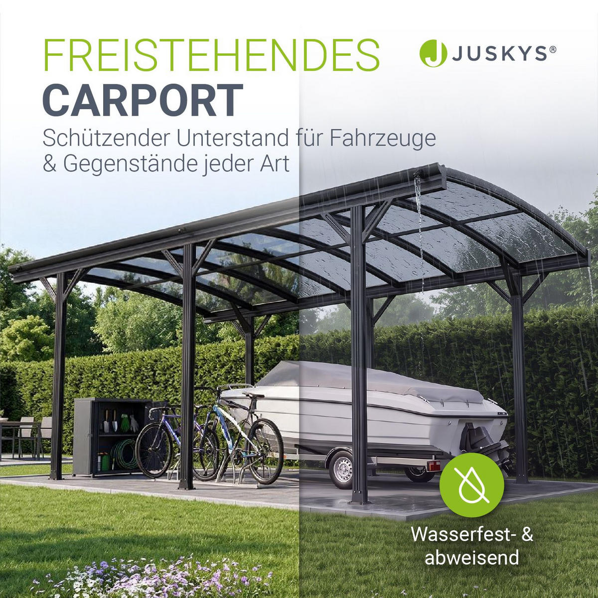 CARPORT mit Bogendach 5x3 m dunkelgrau - Dunkelgrau, Metall (302/233/505cm) - Juskys