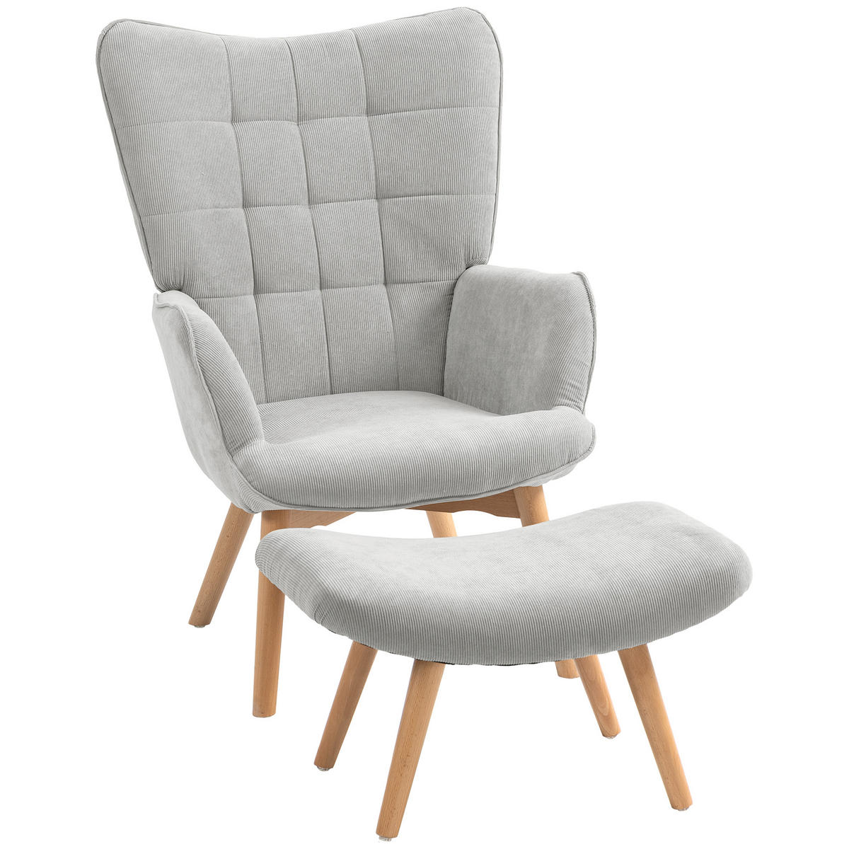 SESSEL mit Fusstütze DE-17397 Grau - Grau, Holz (80/101/72cm) - ComfortXL