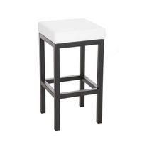 BARHOCKER KIEL Weiß Kunstleder Stahl 80 cm Höhe - Weiß, Leder/Metall (41/80/41cm) - DELUKE