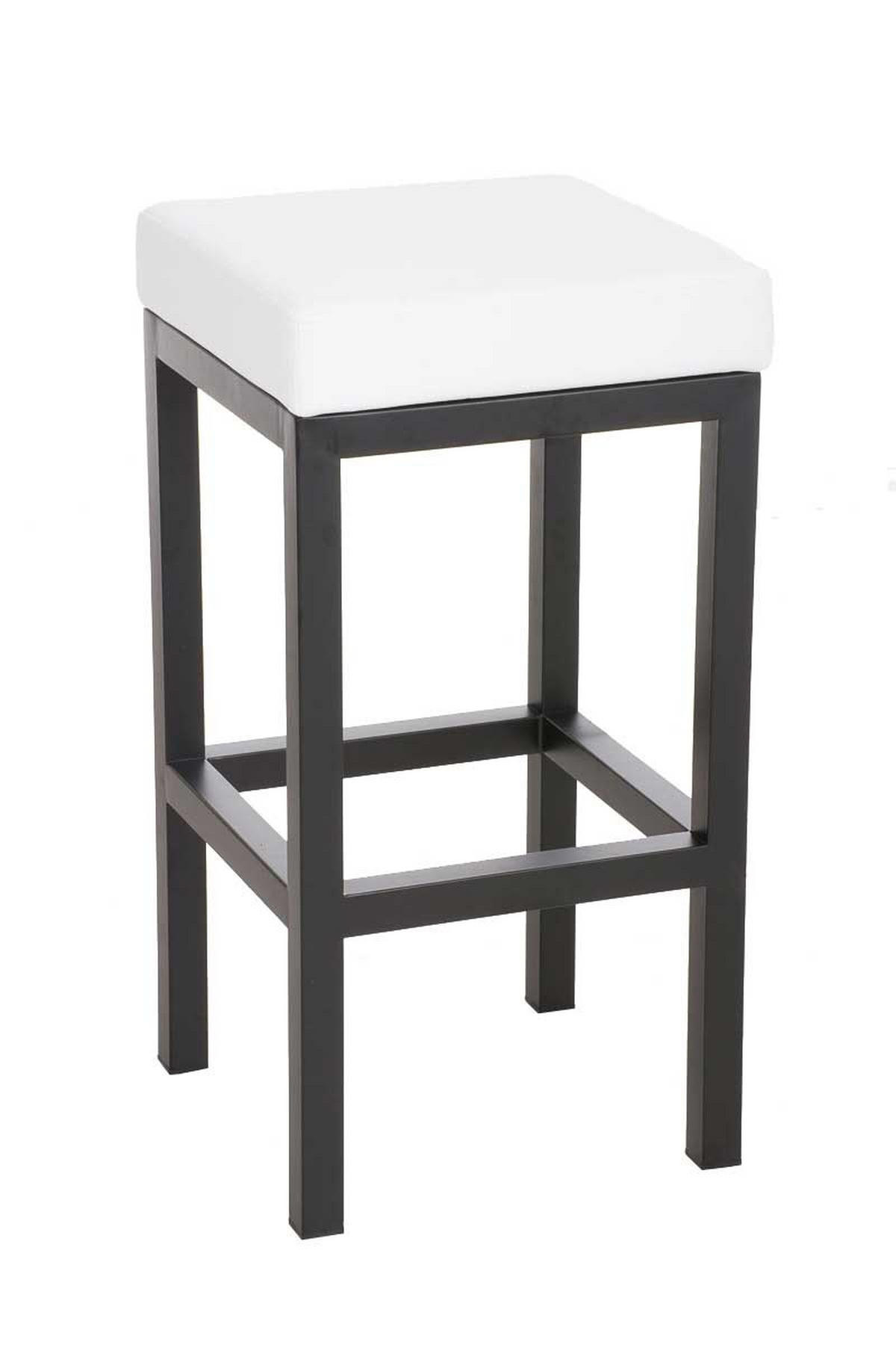 BARHOCKER KIEL Weiß Kunstleder Stahl 80 cm Höhe - Weiß, Leder/Metall (41/80/41cm) - DELUKE