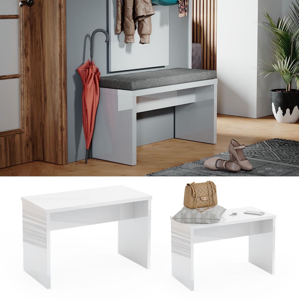 SITZBANK Viola Weiß 90 cm für Schminktisch - Weiß, Holzwerkstoff (35/46/90cm) - Vicco