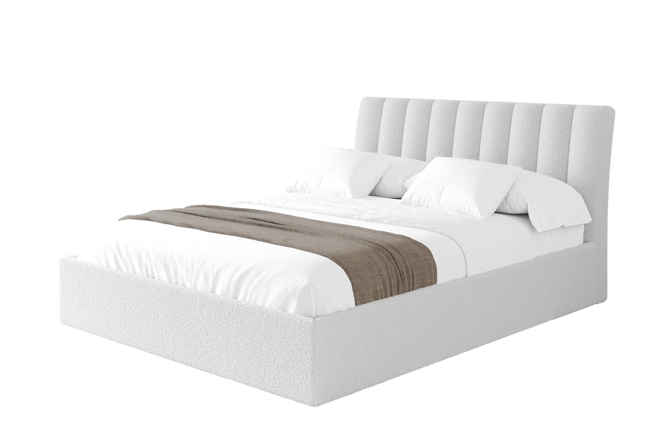 POLSTERBETT mit Bettkasten und Lattenrost, Boxbett ohne Matratze - ILAN 180x200 Weiß - Weiß, Holzwerkstoff/Textil (180/200cm) - ALTDECOR