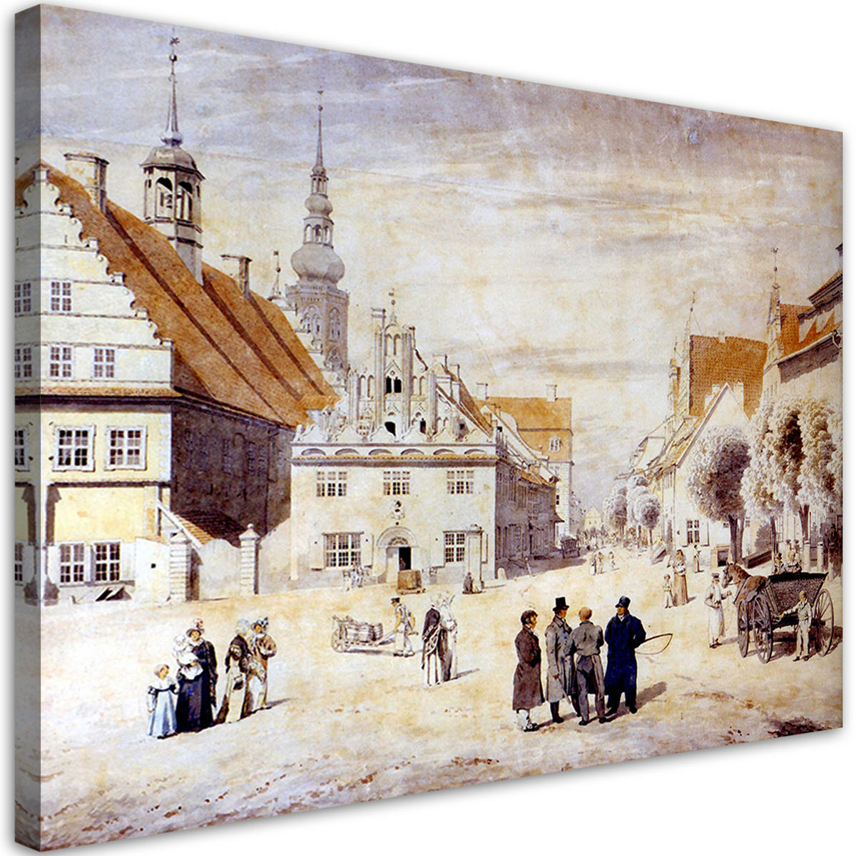 WANDBILD marktplatz in greifswald caspar david friedrich - Multicolor, Textil (60/40cm) - Feeby