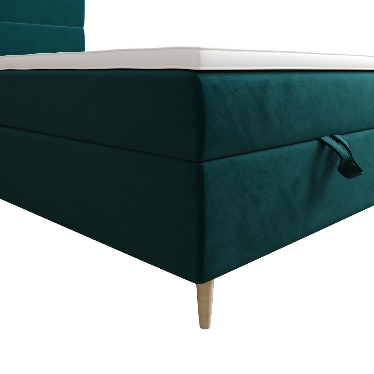 BOXBETT FLO 100x200 Itaka 39, mit Matratze H3, Bonell und Topper, Türkis - Türkis, Holz/Textil (100/200cm) - Bedante
